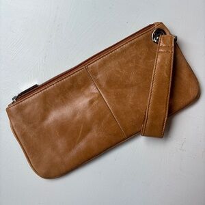 HOBO Tan Leather Wristlet Clutch